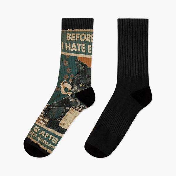 Item preview, Before After Coffee Grumpy Black Cat Retro Poster designed and sold by ern vintage store.