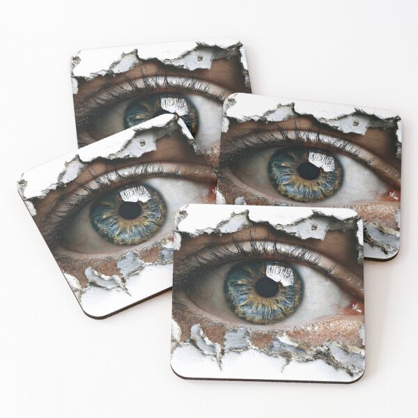 Item preview, Human Blue Eye Peering Through a Shattered White Plaster Wall designed and sold by Niageadon.