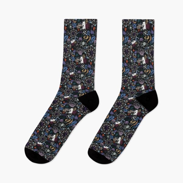 Item preview, Floral Travel Scatters Purples Tans Blues on Black designed and sold by Digitalmyth's Designs.