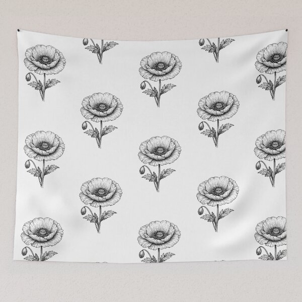 Item preview, Vintage Line Art Poppy Flower Illustration designed and sold by ssmg80.