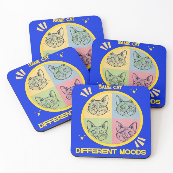 Item preview, Same Cat Different Moods Funny Pop Art Kitty designed and sold by CloudyCatArt.