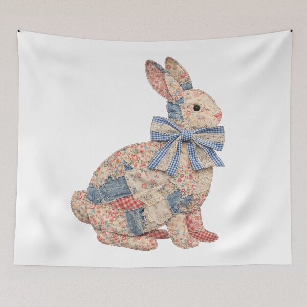 Item preview, Patchwork Grandmacore Bunny, Floral Retro Coquette Bunny designed and sold by will freed18.