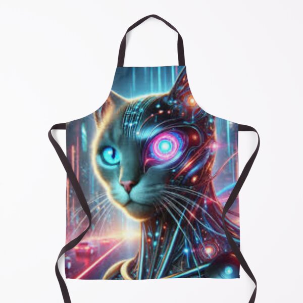 Item preview, Cyber Cat: Futuristic Cyborg Feline in a Neon-Lit Metropolis designed and sold by MakarenaCreate.
