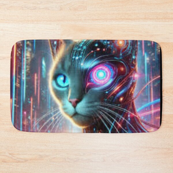 Item preview, Cyber Cat: Futuristic Cyborg Feline in a Neon-Lit Metropolis designed and sold by MakarenaCreate.