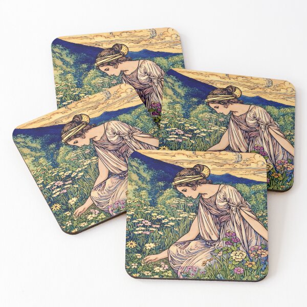Item preview, Persephone Goddess of Spring – Art Nouveau Greek Mythology Garden Illustration designed and sold by EmiliaBassano.