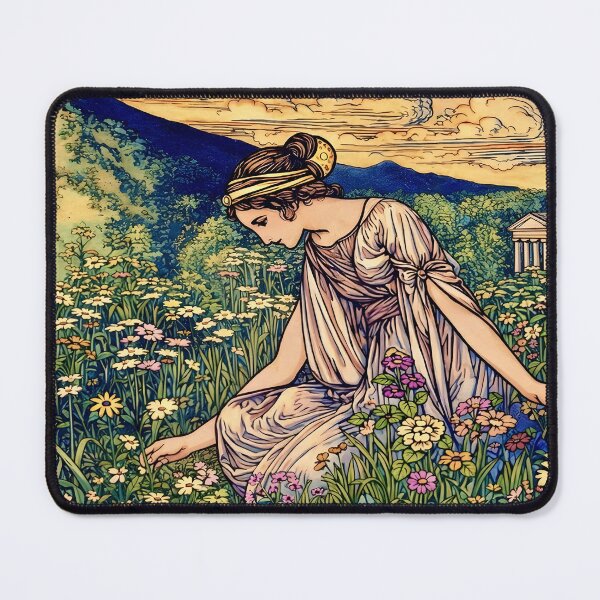 Item preview, Persephone Goddess of Spring – Art Nouveau Greek Mythology Garden Illustration designed and sold by EmiliaBassano.