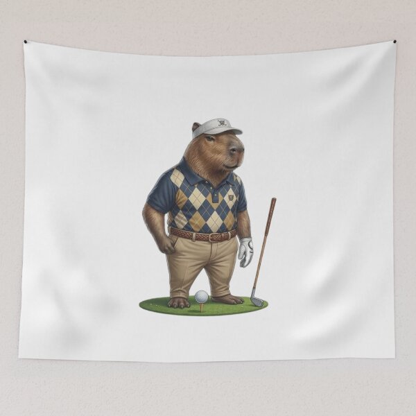 Item preview, Capybara Golfer Funny Golf Animal – Cute Capybara Playing Golf Cartoon designed and sold by HubCreates.