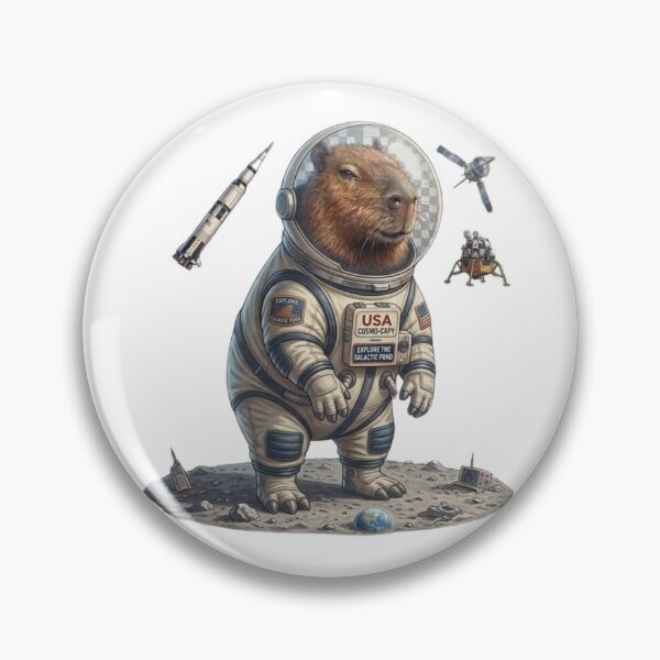 Item preview, pybara Astronaut on the Moon – Funny Space Animal Cosmonaut designed and sold by HubCreates.