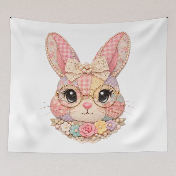 Item preview, Patchwork Grandmacore Bunny, Floral Retro Coquette Bunny designed and sold by will freed18.