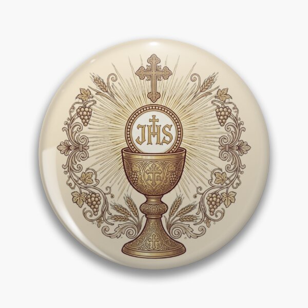 Item preview, Eucharistic Cross and Chalice – JHS Sacred Host Catholic Symbol designed and sold by Willow & Ink.