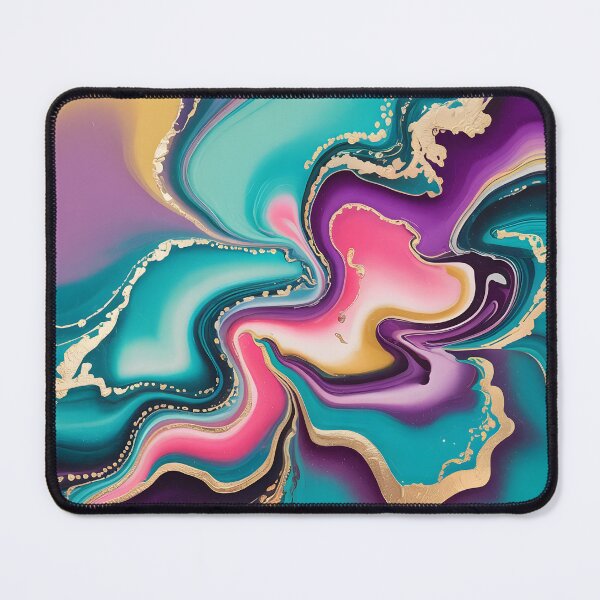 Item preview, Seamless Abstract Acrylic Paint Pour – Turquoise Pink Purple Gold Swirls designed and sold by CoastalEmp.