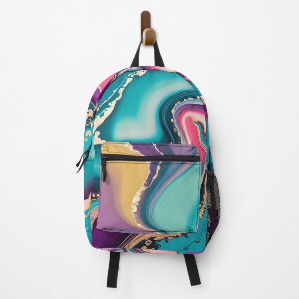Item preview, Seamless Abstract Acrylic Paint Pour – Turquoise Pink Purple Gold Swirls designed and sold by CoastalEmp.