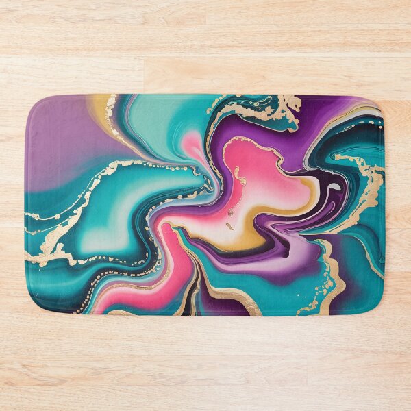 Item preview, Seamless Abstract Acrylic Paint Pour – Turquoise Pink Purple Gold Swirls designed and sold by CoastalEmp.
