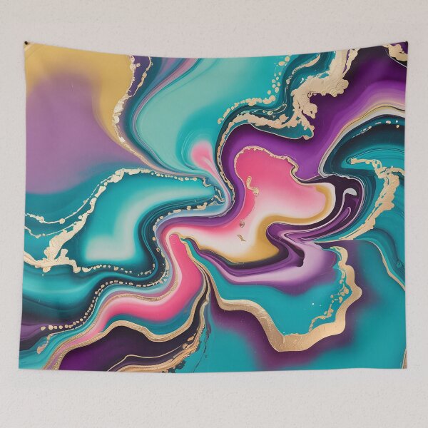 Item preview, Seamless Abstract Acrylic Paint Pour – Turquoise Pink Purple Gold Swirls designed and sold by CoastalEmp.