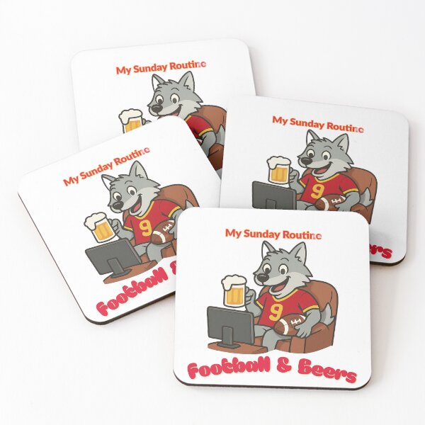 Item preview, Kansas City Chiefs My Sunday Routine: KC Wolf & Beers Cartoon designed and sold by ThatFootball12.