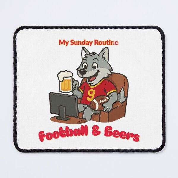 Item preview, Kansas City Chiefs My Sunday Routine: KC Wolf & Beers Cartoon designed and sold by ThatFootball12.