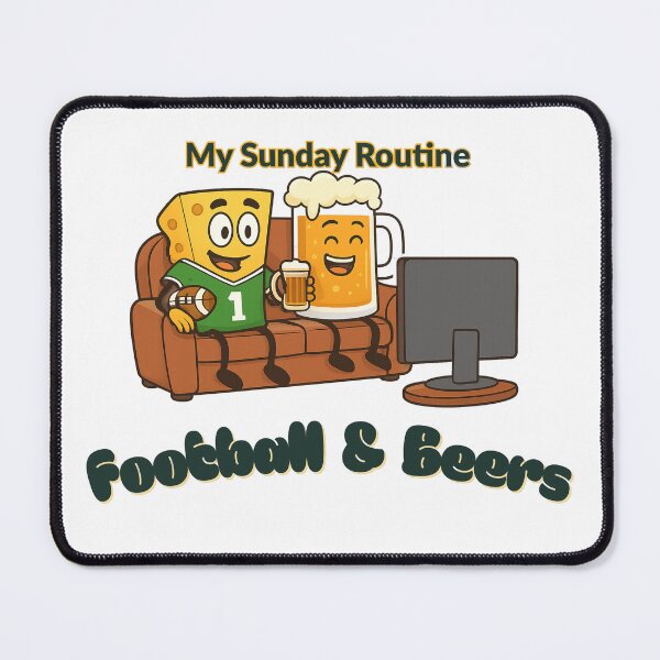 Item preview, Green Bay Packers My Sunday Routine: Cheesehead & Beers Cartoon designed and sold by ThatFootball12.