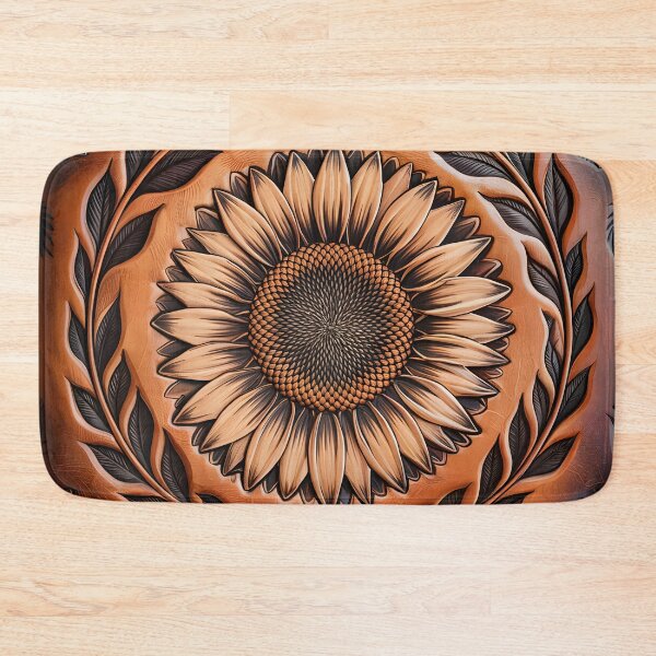 Item preview, Western Tooled Leather Sunflower – Rustic Floral Design designed and sold by CoastalEmp.