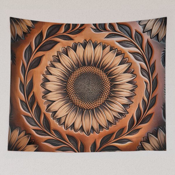 Item preview, Western Tooled Leather Sunflower – Rustic Floral Design designed and sold by CoastalEmp.