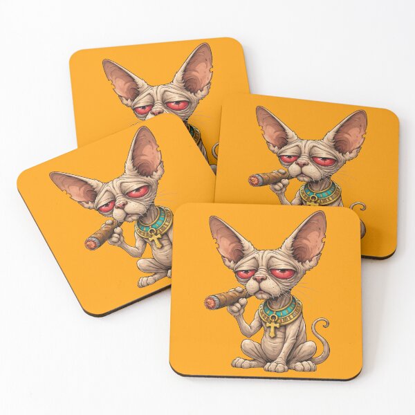 Item preview, A caricature of a very tired Egyptian cat smoking a cigar! designed and sold by Alan-David.