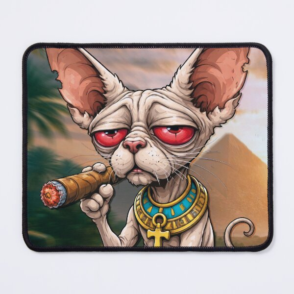 Item preview, A caricature of a very tired Egyptian cat smoking a cigar! designed and sold by Alan-David.
