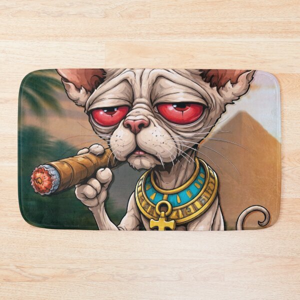 Item preview, A caricature of a very tired Egyptian cat smoking a cigar! designed and sold by Alan-David.