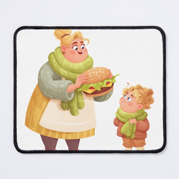 Item preview, Cozy Family Burger Time Whimsical Foodie Illustration designed and sold by BigStar-Cart.