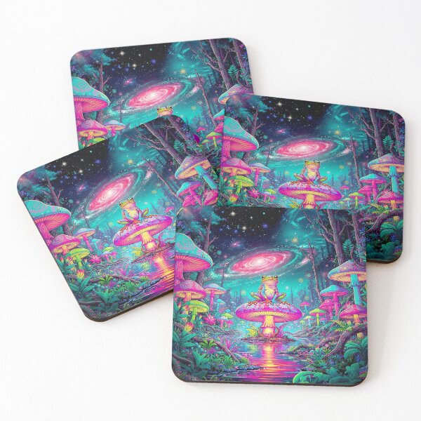 Item preview, Psychedelic Frog in Cosmic Mushroom Forest designed and sold by PixelsbyPinky.