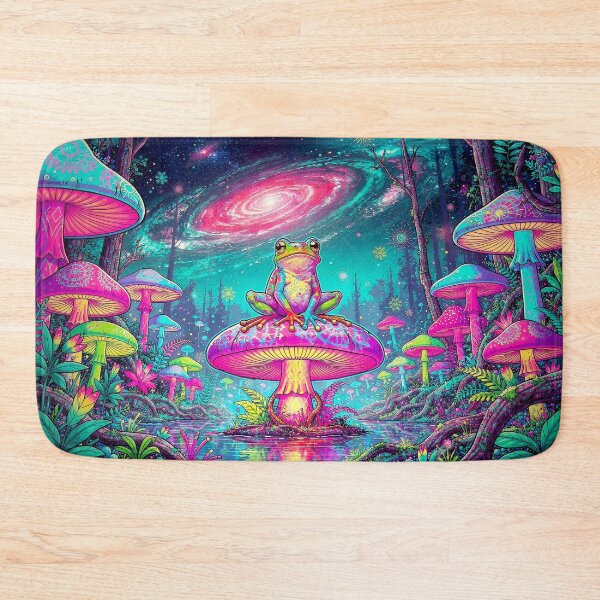 Item preview, Psychedelic Frog in Cosmic Mushroom Forest designed and sold by PixelsbyPinky.