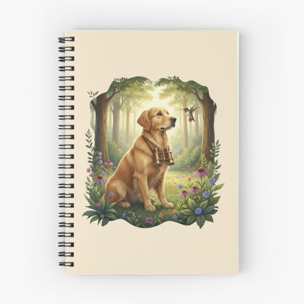 Item preview, Golden Retriever Birdwatcher – Realistic Nature Dog Art with Hummingbird designed and sold by Willow & Ink.