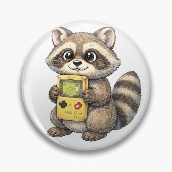 Item preview, Retro Raccoon Tangled in Console Cables – Cute 8-Bit Gaming Sticker Illustration designed and sold by Felixuss.