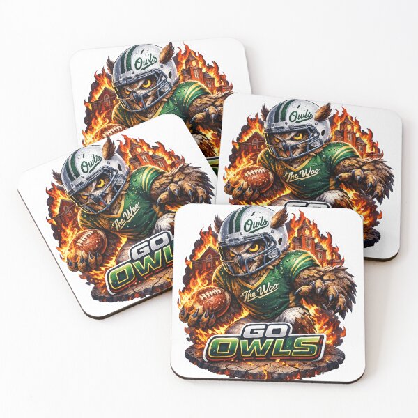 Item preview, Fierce Owl Football Mascot Burning Campus – Go Owls Sticker Art designed and sold by ARTCREATESHOP.