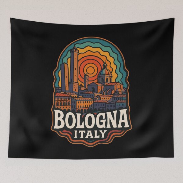 Item preview, Bologna Italy Retro Trippy Art Travel designed and sold by TomFrontierArt.