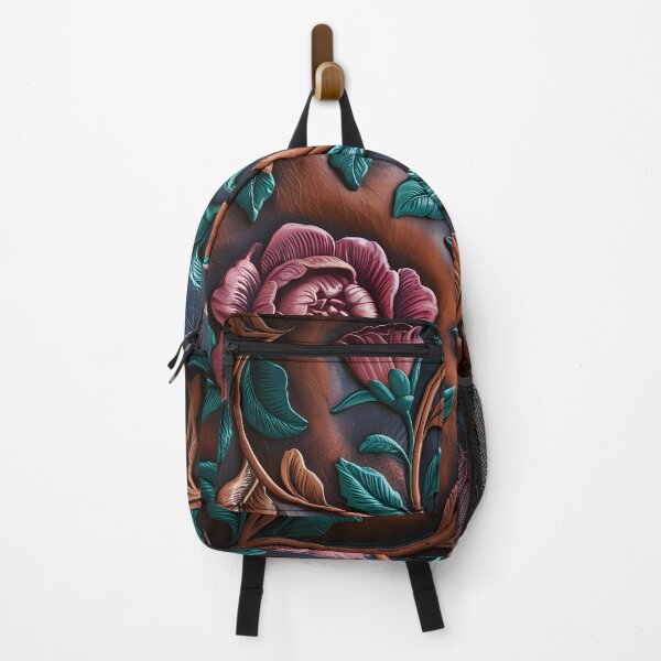 Item preview, Luxury Western Tooled Leather Peony and Rose Burgundy Floral Design designed and sold by CoastalEmp.
