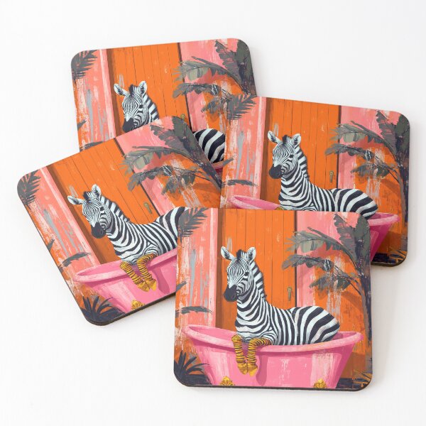 Item preview, Zebra in pink bathtube designed and sold by JBJart.