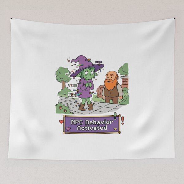 Item preview, NPC Behavior Activated Introvert Gaming Humor designed and sold by Quiet Mode Studio.