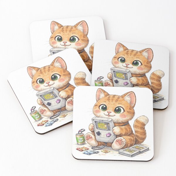 Item preview, Retro Gamer Cat Holding a Console – Cute 8-Bit Gaming Sticker Illustration designed and sold by Felixuss.