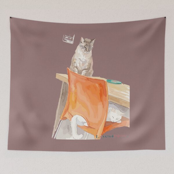 Item preview, White cat and Grey cat always together, in love and in pursuit. designed and sold by Loves4paws.