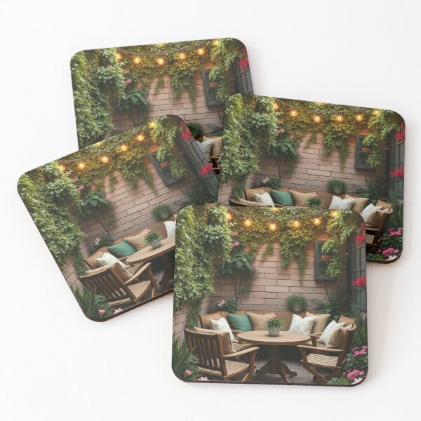 Item preview, Cozy Enchanted Garden Patio with String Lights designed and sold by Jade Ado.
