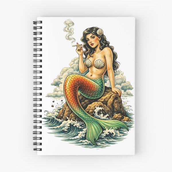 Item preview, vintage smoking mermaid  designed and sold by hiperdinotees.
