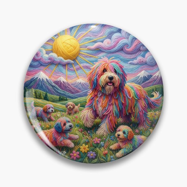 Item preview, Yarn Sheepdog and Puppies Romp in Yarn Meadow designed and sold by Tridentulus.
