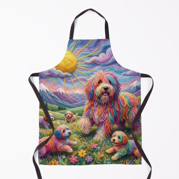 Item preview, Yarn Sheepdog and Puppies Romp in Yarn Meadow designed and sold by Tridentulus.