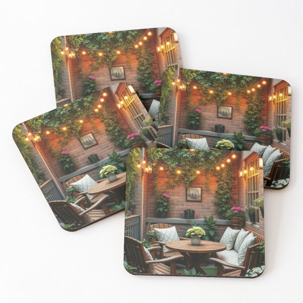 Item preview, Lush Enchanted Patio with Glowing String Lights designed and sold by Jade Ado.