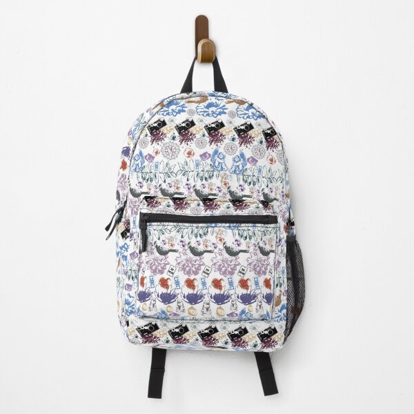 Item preview, Floral Travel Horizontal Blues Tans Purples Red on White designed and sold by Digitalmyth's Designs.