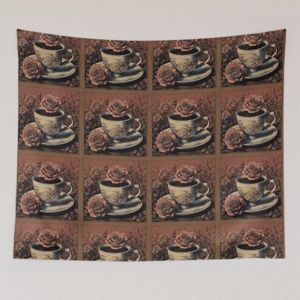 Item preview, Vintage Dark Academia Coffee Cup and Roses designed and sold by Khala.