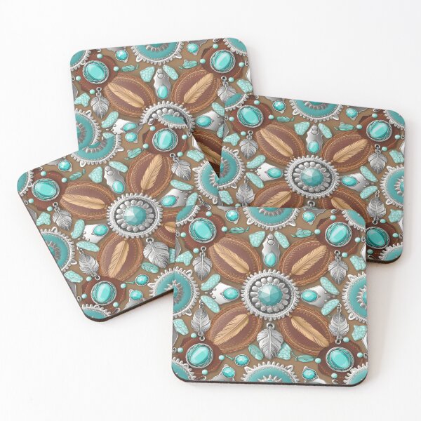Item preview, Southwestern Turquoise and Silver Concho Pattern designed and sold by CoastalEmp.