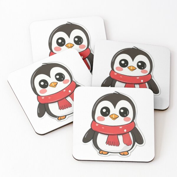 Item preview, Cute Kawaii Penguin Sticker with Red Scarf designed and sold by PrintMadog.