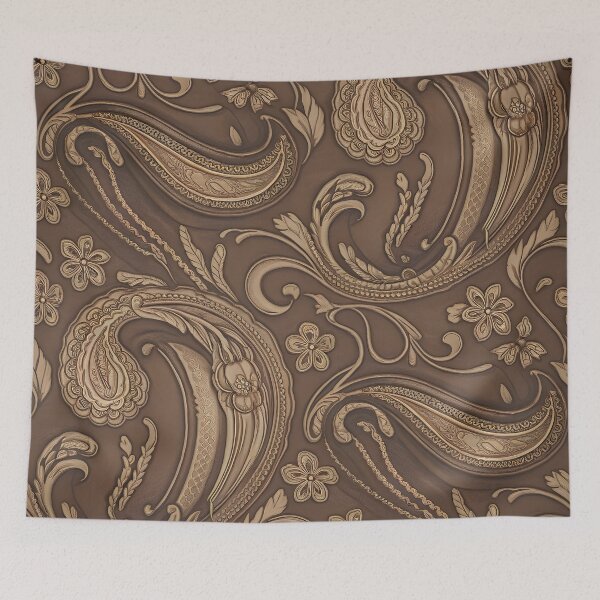 Item preview, Brown Tooled Leather Paisley Pattern - Rustic Western Style designed and sold by CoastalEmp.