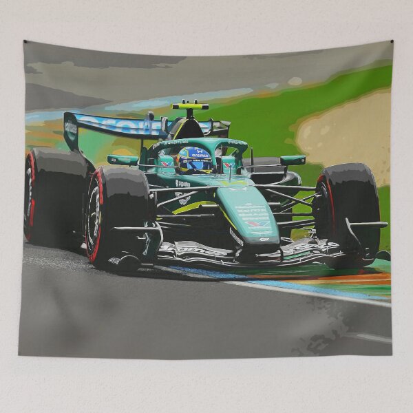 Item preview, Fernando Alonso racing his 2026 F1 car during the Australian Grand Prix watercolor designed and sold by Rodissimus1984.