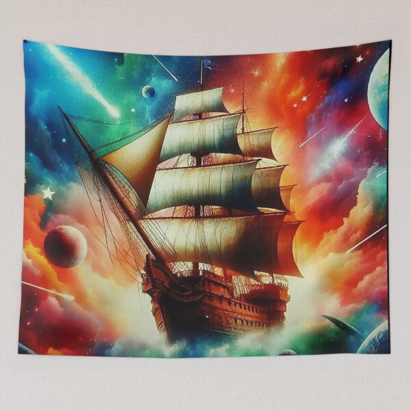 Item preview, "Ancient Sailing Ship in Cosmic Galaxy – Surreal Fantasy Art" designed and sold by Dogandesighn.